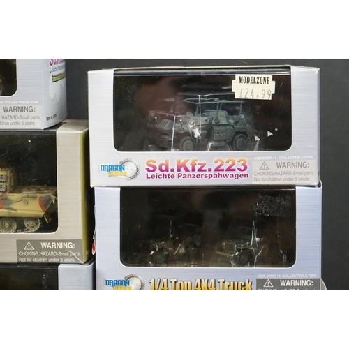 327 - 19 boxed Dragon Armor diecast military vehicles to include 60591 Churchill Mk.III, 60570 Churchill M... 