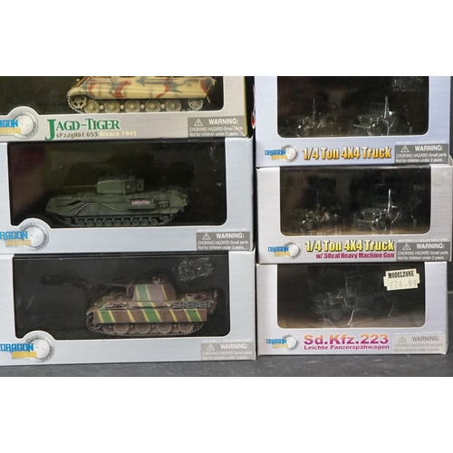 327 - 19 boxed Dragon Armor diecast military vehicles to include 60591 Churchill Mk.III, 60570 Churchill M... 