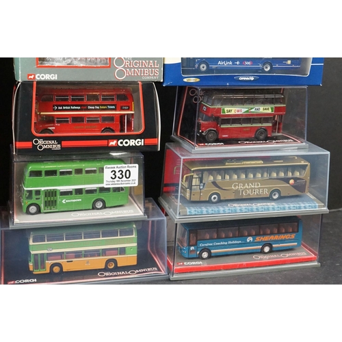 330 - Collection of 14 boxed & cased Corgi The Original Omnibus Company diecast models to include 97855 Br... 