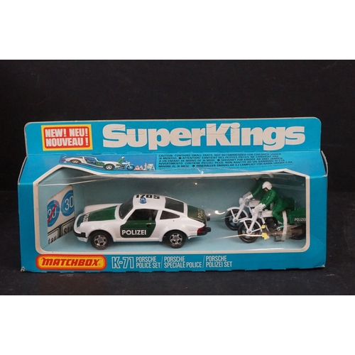 334 - Collection of ten Matchbox Superkings diecast Police vehicles, to include Plymouth K-78, Jaguar K-66... 