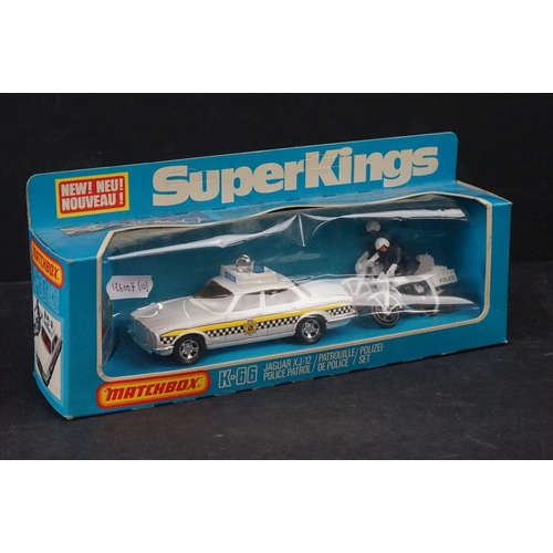 334 - Collection of ten Matchbox Superkings diecast Police vehicles, to include Plymouth K-78, Jaguar K-66... 