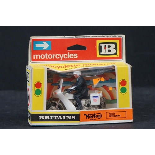 336 - Boxed Britains Police Land Rover 9610 x2, together with a boxed Britains Norton 850 Police Patrol Ma... 