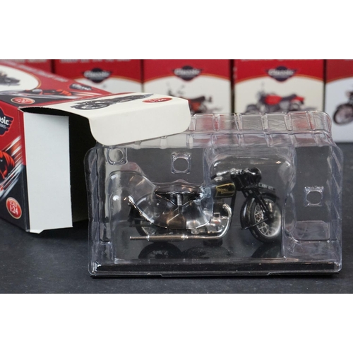 338 - Collection of 28 boxed Atlas Editions 1/24 Classic Motorbikes to include Triumph Bonneville T120, Vi... 