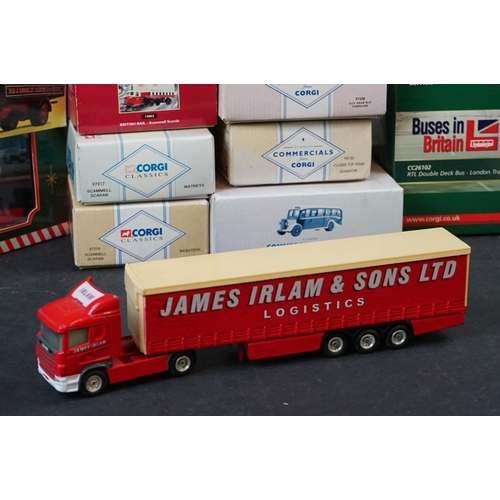 343 - Collection of 13 boxed Corgi diecast models to include Public Transport, Commercials, Road Transport... 