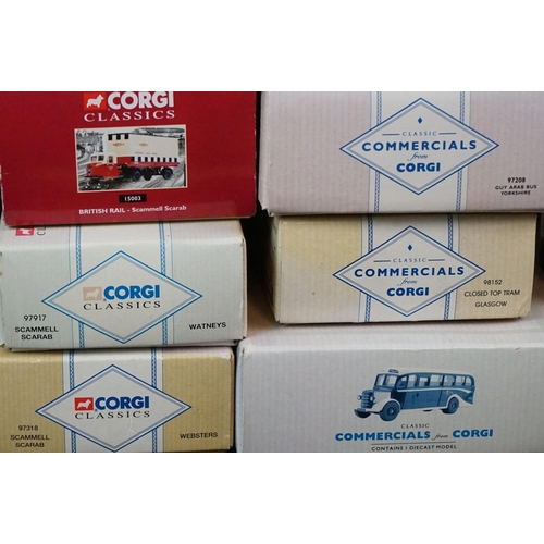 343 - Collection of 13 boxed Corgi diecast models to include Public Transport, Commercials, Road Transport... 