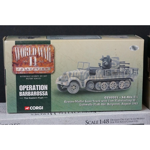 351 - Ten boxed diecast models to include Corgi CC60001 - Sd.Kfz.7/1, CS90253 Sword Beach, US51902 Forgott... 