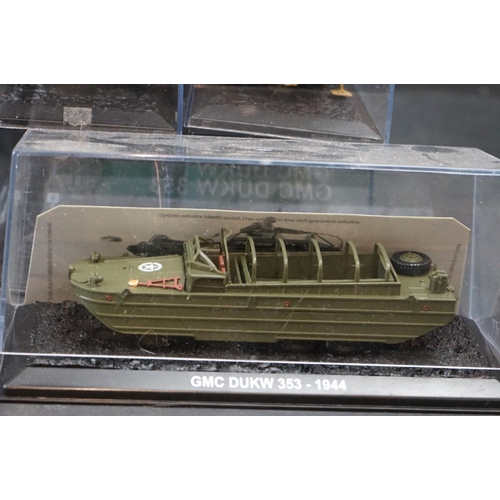 354 - Collection of around 100 cased unmarked diecast models of Military Vehicles to include AAVP7 A1 - Ch... 