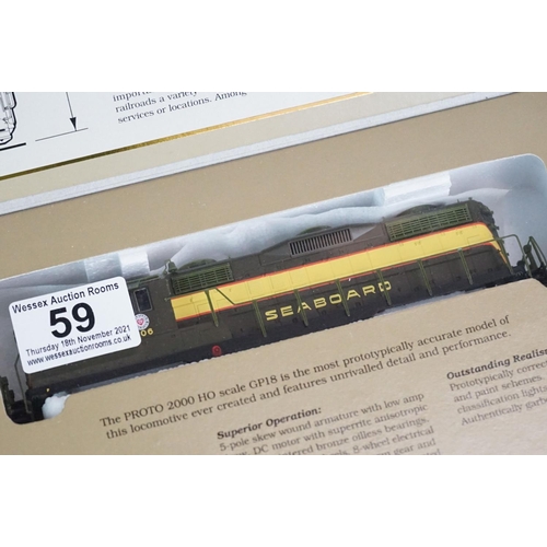 59 - Boxed HO gauge Proto Series 2000 GP18 No 8851 Seaboard (SAL) #406 locomotive