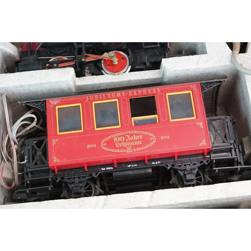 65 - Boxed Lehmann G scale 100 Years of Lehmann train set with locomotive, 2 x items of rolling stock, tr... 