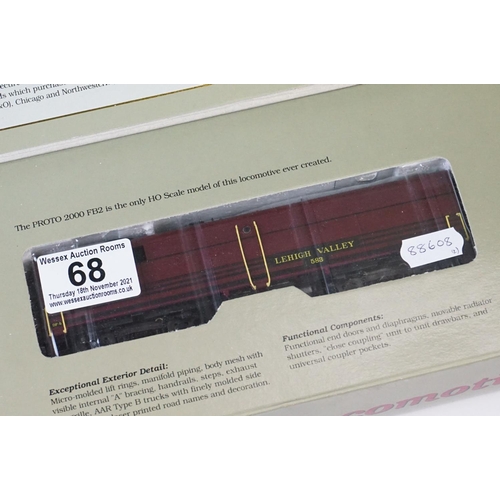 68 - Two boxed HO gauge Proto Series 2000 locomotives to include FA2 8365 Lehigh Valley #586 & Unpowered ... 