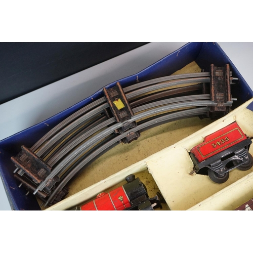 78 - Three boxed Hornby O gauge train sets to include No 101 Tank Passenger with LNER0-4-0 locomotive, M1... 