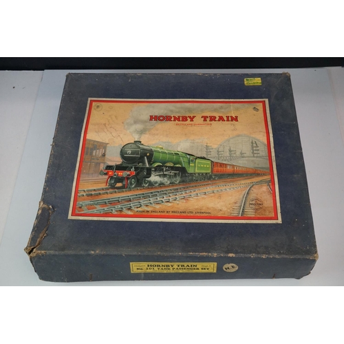 78 - Three boxed Hornby O gauge train sets to include No 101 Tank Passenger with LNER0-4-0 locomotive, M1... 