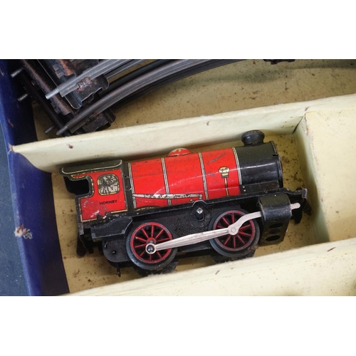 78 - Three boxed Hornby O gauge train sets to include No 101 Tank Passenger with LNER0-4-0 locomotive, M1... 