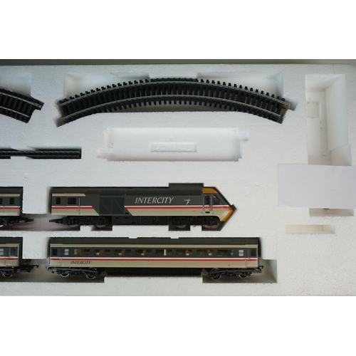 80 - Two boxed Hornby OO gauge electric train sets to include R542 Mighty Mallard and R693 High Speed Tra... 