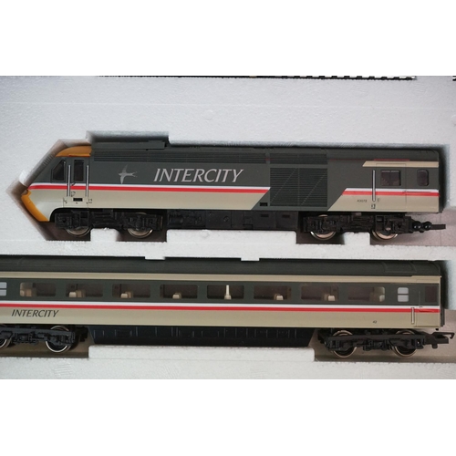 80 - Two boxed Hornby OO gauge electric train sets to include R542 Mighty Mallard and R693 High Speed Tra... 