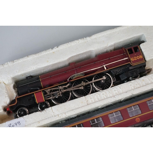 81 - Hornby OO gauge Princess Helena Victoria LMS locomotive in maroon with 3 x coach set, contained with... 