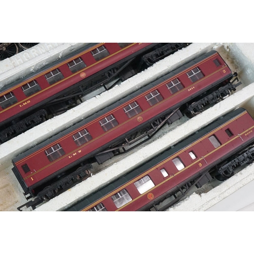 81 - Hornby OO gauge Princess Helena Victoria LMS locomotive in maroon with 3 x coach set, contained with... 