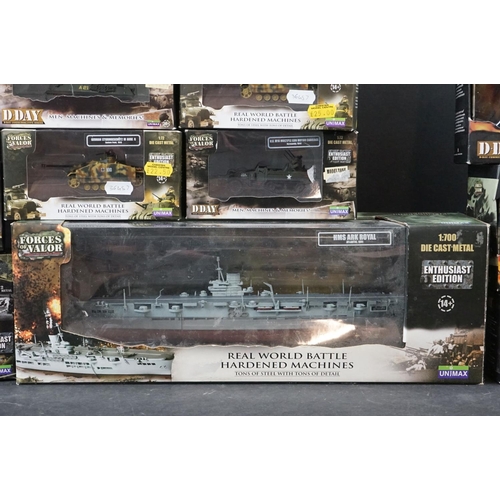 356 - 18 x Unimax Forces of Valor diecast models to include 1/700 HMS Ark Royal - U.S M16 Multiple Gun Mot... 