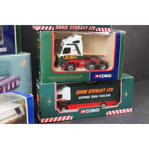 358 - Eight boxed diecast Corgi Eddie Stobart vehicles, to include loader, tipper, fork lift truck, Merced... 