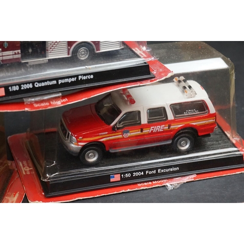 361 - Collection of around 130 boxed and cased Del Prado diecast Fire Engines plus several magazines (two ... 