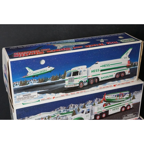 403 - Nine boxed Hess models to include Rescue Truck, Sport Utility Vehicle and Motorcycles, Recreation Va... 