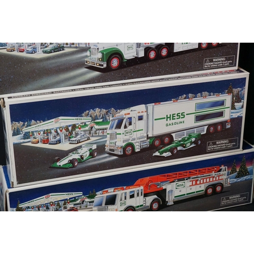 403 - Nine boxed Hess models to include Rescue Truck, Sport Utility Vehicle and Motorcycles, Recreation Va... 