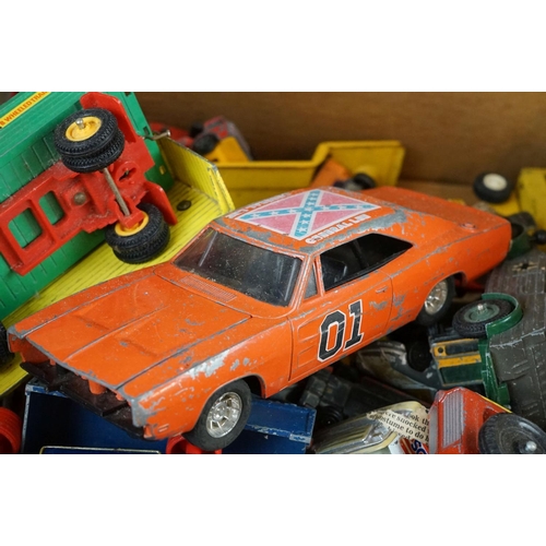 384 - Large quantity of mid 20th C onwards diecast models to include Corgi, Matchbox etc (two boxes)