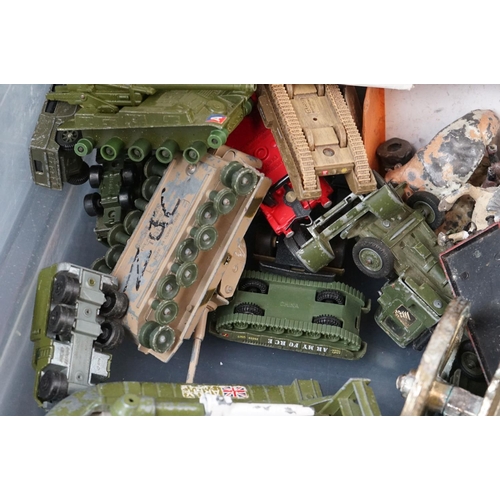 385 - Quantity of play worn and boxed diecast models to include Dinky military, Lledo etc plus a group of ... 