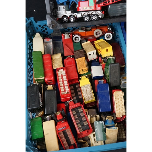 398 - Quantity of play worn diecast models circa 1980s to include Matchbox, Corgi, Schabak etc (three tray... 