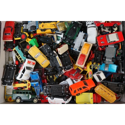 404 - Large group of circa 1980s plastic and diecast models to include Majorette, corgi, Matchbox etc