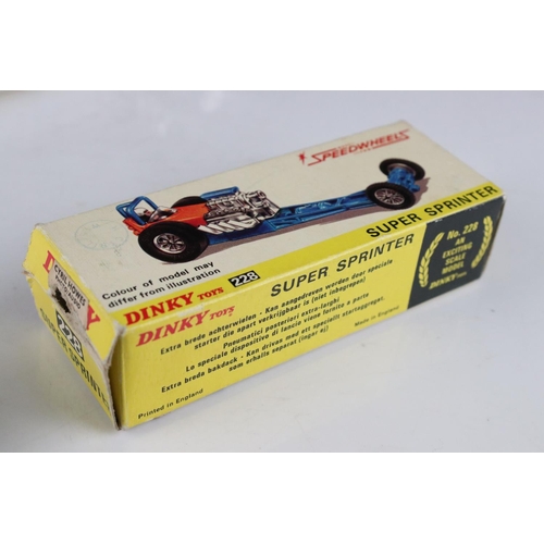 423 - Boxed Dinky 228 Super Sprinter diecast model in blue with orange (minor paint loss and fair box with... 