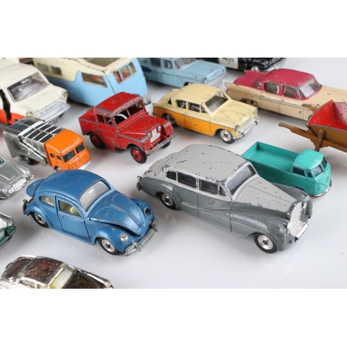 424 - 17 mid 20th play worn diecast models to include Dinky, Husky & Triang Spot On featuring Spot On Vaux... 