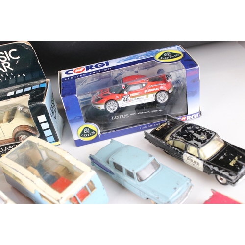 424 - 17 mid 20th play worn diecast models to include Dinky, Husky & Triang Spot On featuring Spot On Vaux... 