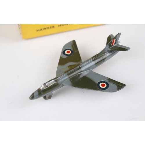 428 - Three boxed Dinky diecast model planes to include 702 DH Comet Airliner, 736 Hawker Hunter Fighter a... 