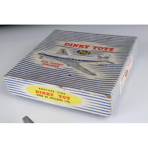 428 - Three boxed Dinky diecast model planes to include 702 DH Comet Airliner, 736 Hawker Hunter Fighter a... 