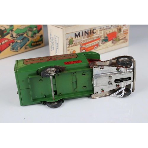 433 - Three boxed Triang Minic tin plate clockwork models to include Delivery Van with British Railways de... 