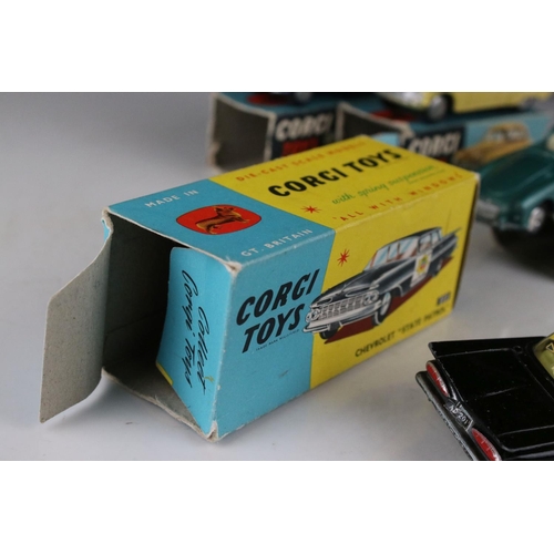 434 - Seven boxed play worn Corgi diecast models all with one end flap missing, to include 151 Lotus Le Ma... 