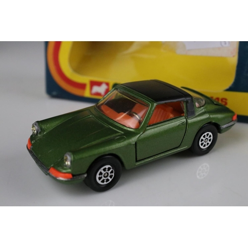 436 - Boxed Corgi 382 Porsche Targa 911S diecast model in dark green with black roof (diecast ex, box a li... 