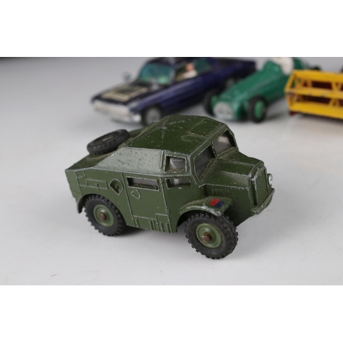 444 - Eight mid 20th C play worn diecast models to include Corgi & Dinky featuring Corgi Batmobile with Ba... 