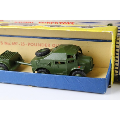 448 - Five boxed Dinky military diecast models to include 697 25 Pounder Field Gun Set, 651 Centurion Tank... 