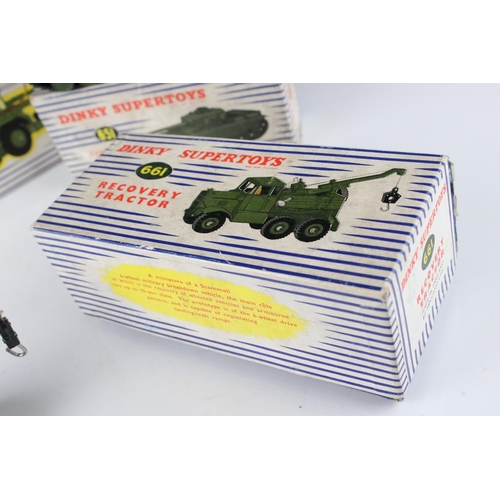 448 - Five boxed Dinky military diecast models to include 697 25 Pounder Field Gun Set, 651 Centurion Tank... 