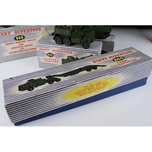 448 - Five boxed Dinky military diecast models to include 697 25 Pounder Field Gun Set, 651 Centurion Tank... 