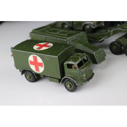 455 - 11 Mid 20th C Dinky military diecast models to include 660 Tank Transporter, 626 Military Ambulance ... 