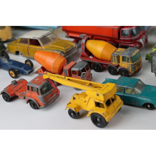 457 - Around 35 mid 20th play worn diecast models to include Matchbox Lesney, Dinky & Corgi featuring Corg... 