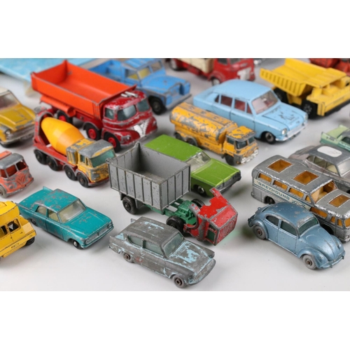 457 - Around 35 mid 20th play worn diecast models to include Matchbox Lesney, Dinky & Corgi featuring Corg... 