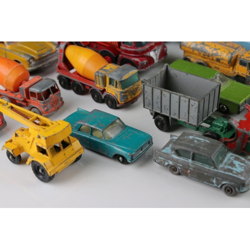 457 - Around 35 mid 20th play worn diecast models to include Matchbox Lesney, Dinky & Corgi featuring Corg... 