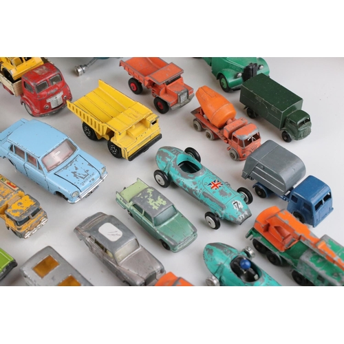 457 - Around 35 mid 20th play worn diecast models to include Matchbox Lesney, Dinky & Corgi featuring Corg... 