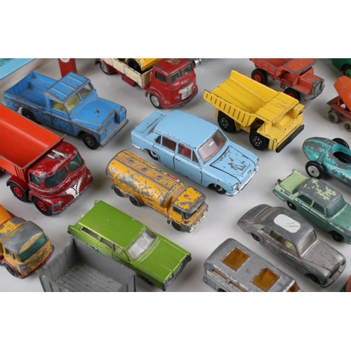 457 - Around 35 mid 20th play worn diecast models to include Matchbox Lesney, Dinky & Corgi featuring Corg... 