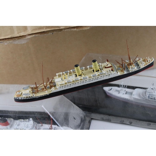 458 - Large quantity of diecast metal ships to include Triang Minic examples, various models, contained wi... 