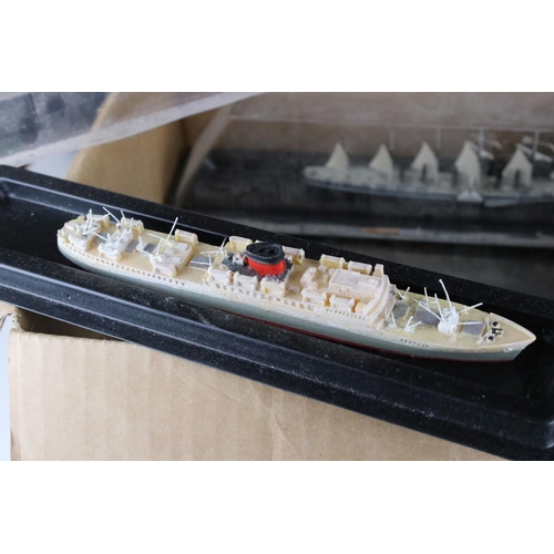 458 - Large quantity of diecast metal ships to include Triang Minic examples, various models, contained wi... 